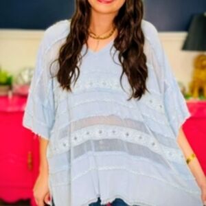 Oli & Hali Light Blue V-Neck Women's Top